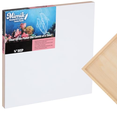 Creative Mark Mimik Recycled PET Cradled Canvas Panel 3/4" Depth - 12X16 Single Canvas - Medium-Textured Painting Board for Eco-Conscious Artists, 14.11 oz Triple-Acrylic-Primed Weight Mounted Canvas - size: 12X16"