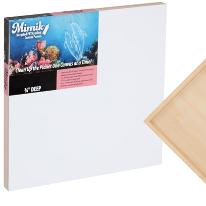 Creative Mark Mimik Recycled PET Cradled Canvas Panel 3/4" Depth - 12X12 Single Canvas - Medium-Textured Painting Board for Eco-Conscious Artists, 14.11 oz Triple-Acrylic-Primed Weight Mounted Canvas - size: 12X12"