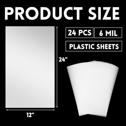 Frienda 24 Pack 6 Mil Blank Stencil Sheets, 12 x 24 Inch Plastic Making Sheet Milky Translucent Reusable PET Blank Stencil Material, Clear Plastic Sheets for Cutting Machine, DIY Crafts and Painting - size: 6 Mil, 12 x 24 Inch
