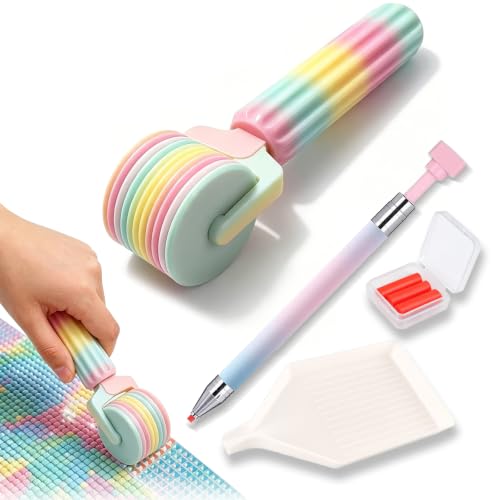 Diamond Painting Roller & Wax Pen Kit, Diamond Art Tools Set | Smooth roller and refillable wax pen help press drills firmly and pick gems faster