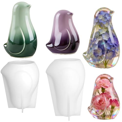 2Pcs Bird Resin Silicone Mold Set Lovely Pigeon Epoxy Casting Molds for Flower Preservation DIY Bookends Art Crafts Home Decor Ornament Keepsake Making Casting Projects Soap Clay Candle - color: Bird Resin Molds