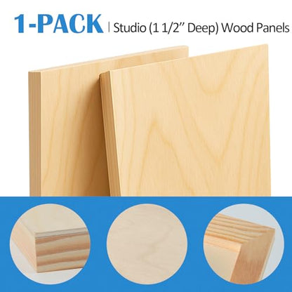Falling in Art 1 Pack Unfinished Trapezoid Wooden Canvas Panels, 24x36 Gallery Birch Wood Panels, 1 1/2" Deep Art Cradle Boards for Acrylic Painting, Pouring and Burning