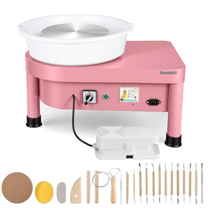 Bonoutil 10" Electric Pottery Wheel with Foot Pedal for Adults, Easy to Center Ceramic Forming Machine Max 20 lbs Capacity Clay Beginner's Art Sculpting Tools Kit for Home Use (Pink) - color: Pink