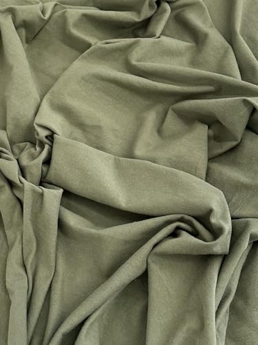 Cotton Jersey Spandex Fabric - Soft - Breathable - All Way Stretch Fabric - Medium Weight - Perfect Choice for Baby Grow, Tshirts, and Cotton Jersey Sheets - 58 Inches Wide - 1 Yard (Army Green) - color: Army Green