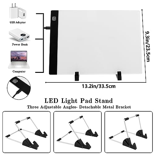 Ratukall 183PCS A4 Diamond Painting Light Pad Kit, Light Board for Diamond Painting Accessories, Tracing Light Box with 5D Painting Tools Set for Full Drill & Partial Drill Art - style: 01-A4 Light Pad Kit