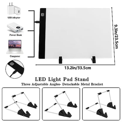 Ratukall 183PCS A4 Diamond Painting Light Pad Kit, Light Board for Diamond Painting Accessories, Tracing Light Box with 5D Painting Tools Set for Full Drill & Partial Drill Art - style: 01-A4 Light Pad Kit