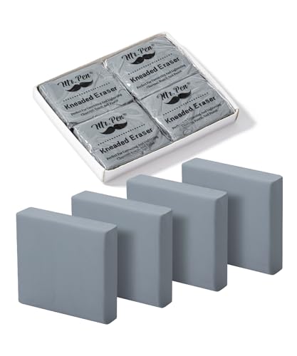 Mr. Pen- Kneaded Erasers, 1.57" x 1.37", 4 Pack, Gray | Soft Moldable Art Erasers for Charcoal, Graphite & Pastel Drawing, Precision Highlighting, Smudge Control - color: Gray, size: 4 Pack, 1.57" x 1.37"