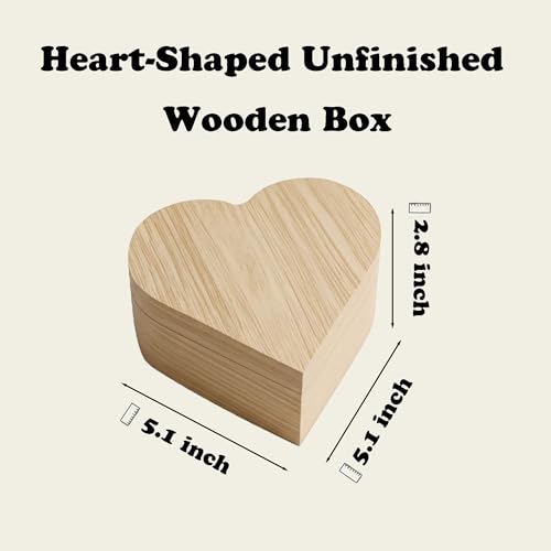 Heart-Shaped Unfinished Wooden Box with Lid, Natural Pine Wood DIY Craft Storage Box for Jewelry, Gift, and Valentine's Day Decoration, Unpainted Wooden Keepsake Box, 5.1x5.1x2.8 Inch - size: Single Heart-Shaped Box