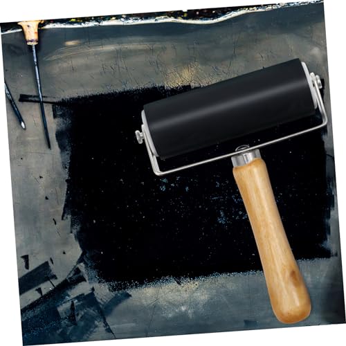 HOMSFOU 10cm Rubber Ink Roller Set for Printmaking Scrapbooking Stamping Craft Projects Heavy Metal Frame for Longevity