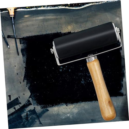 HOMSFOU 10cm Rubber Ink Roller Set for Printmaking Scrapbooking Stamping Craft Projects Heavy Metal Frame for Longevity