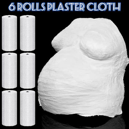 Heentan 6 Rolls Plaster Strips Plaster Gauze Bandages Blank Cloth Wrap Rolls for DIY Hobby Crafts, Belly Cast, Body Molds, Mask Making, Scenery Art(4 x 180 Inches) - size: 4 x 180 Inch
