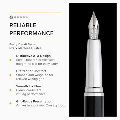 Cross ATX Basalt Black Fountain Pen - color: Basalt Black, style: Medium Nib