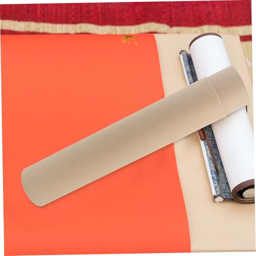 SOLUSTRE Japanese Scroll Holder Kraft Paper Cylinder Mailing Tube for Paintings and Calligraphy - color: Khaki