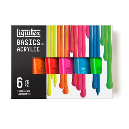 Liquitex BASICS Acrylic Paint Set 6x118ml (4-oz), Fluorescent - style: Fluorescent 6 x 118ml (4-oz)