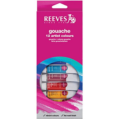 Reeves 12-Pack Gouache Color Tube Set, 10ml - size: 12 Tubes, style: Gouache Colour