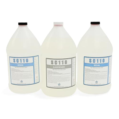 Epoxy Resin Kit with Hardener - Crystal Clear, Self-Leveling, UV-Resistant, Non-Toxic Formula - High Gloss Finish for Table Tops, River Tables, Wood, Art, Crafts, Marine and DIY Projects – 2:1 Ratio - size: 3 Gallon Kit