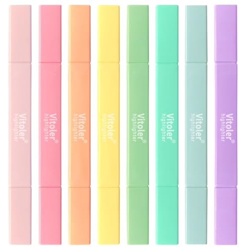 Vitoler 8pcs Aesthetic Highlighters, Chisel & Fine Tips Bible Highlighters | For teachers, For nurses, For women, For bibles, For markers, Aesthetic, For journaling, For office, For School Supplies - color: Pastel Color