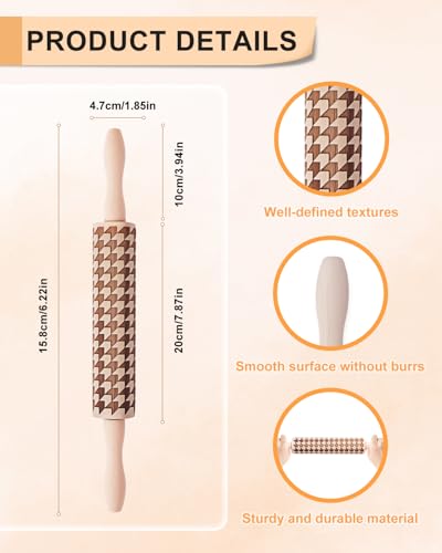 eZAKKA Clay Modeling Pattern Rollers Kit, Wooden Polymer Clay Texture Roller for Pottery, Ceramics & DIY Handcrafts, Style 4 - size: Style 4