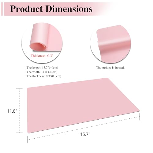 Silicone Placemats, 2Pcs 15.7"x 11.8"x 0.03" Pink Silicone Table Mat, Silicone Mats for Baking, Jewelry, Kitchen Counter - color: Pink, size: 15.7"x 11.8"