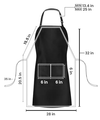 Utopia Kitchen 10 Pack Bib Apron Adjustable with 2 Pockets, Water and Oil Resistant, Cooking Kitchen Chef Apron for Women Men - color: Black