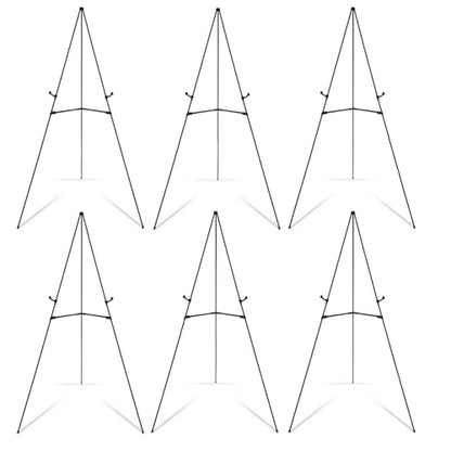 Falling in Art Display Easel Stand, 6 Pack 63" Instant Adjustable Poster Easel, Easy Folding Portable Tripod Stand for Signs, Posters, Wedding, Holds 5 lbs - style: Black 6-Pack