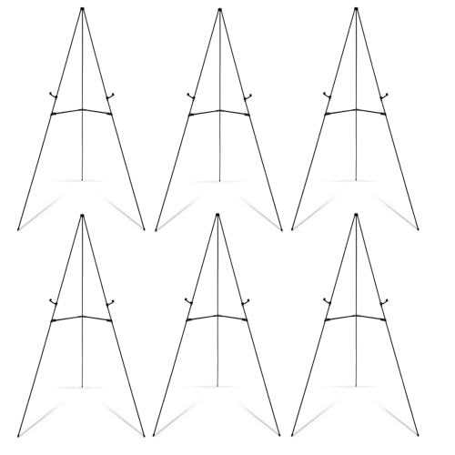 Falling in Art Display Easel Stand, 6 Pack 63" Instant Adjustable Poster Easel, Easy Folding Portable Tripod Stand for Signs, Posters, Wedding, Holds 5 lbs - style: Black 6-Pack