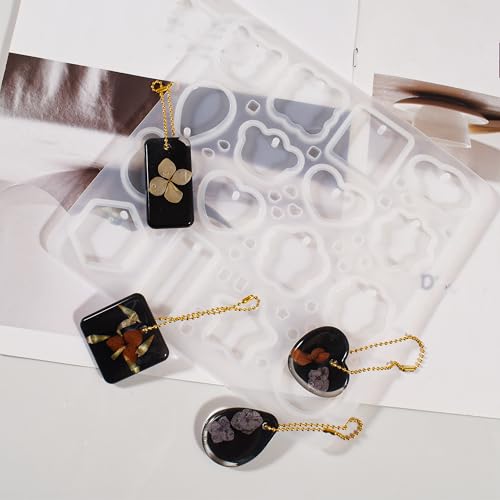 16 Cavity Pendant Molds - Heart, Animal, Candle & More - Resin & Silicone Making Molds - color: pendant-3396
