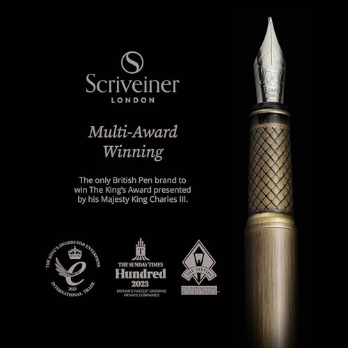 Scriveiner Luxury Fountain Pen - Stunning Bronze Luxury Pen, Schmidt Gilded Nib (Medium), Converter, Best Pen Gift Set for Men & Women, Professional, Executive, Office, Nice Pens - color: 9. Bronze, style: Medium Nib