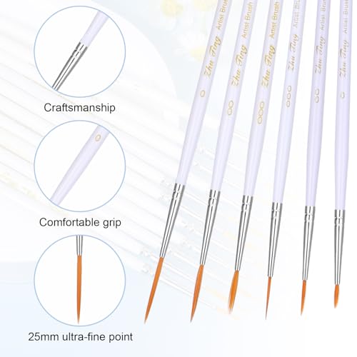 12 Pcs Script Liner Brush Highly Flexible Paint Brushes Extra Long Fine Point Tip Detail Paintbrushes for Model Fingure Watercolor Acrylic Miniature Painting