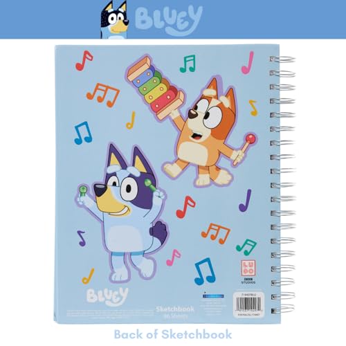Bluey Sketchbook for Kids with Washable Markers, 86 Blank Pages Spiral Bound, Light Blue - color: Bluey- Light Blue