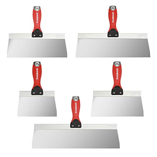 Goldblatt 5-Pieces Stainless Steel Taping Knives - 6'', 8'', 10'', 12'', 14'' Taping Knife Tools, Drywall Knife Set Perfect for Drywall Joint Taping, Finishing & Patching
