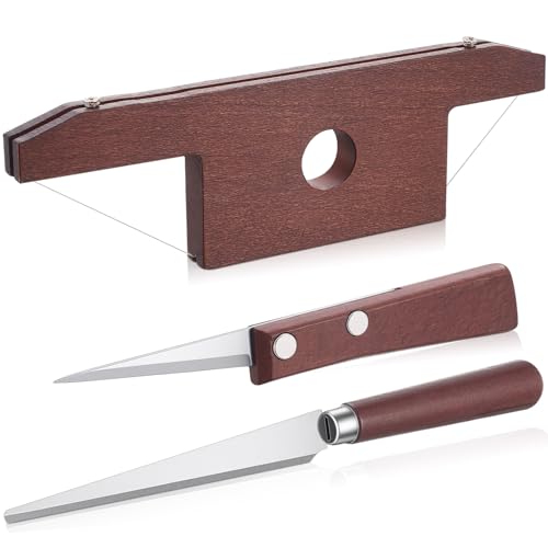 Amylove 3 Pieces Pottery Tools Cutting Clay Trimming Tool Includes Wood and Wire Bevel Cutter Fettling Knife for Pottery and Ceramics and Sculpting (Reddish Brown) - color: Reddish Brown