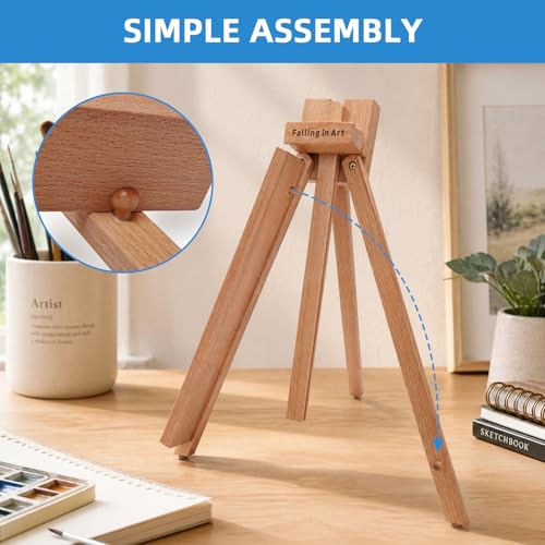 Falling in Art Beechwood 25’’ Tabletop Easel Display Stand Set for Painting- Holding Canvas Up to 22 1/2 Inches High, 4 Pack Artist A-Frame Tripod with Rubber Feet, Portable Photo and Sign Holder - size: 4 Pack
