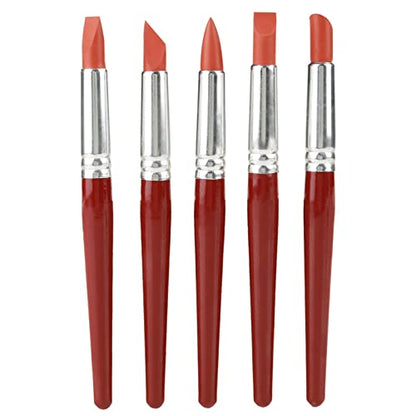 Sunicon Silicone Clay Sculpting Tools, 5pcs Color Shapers for Painting Pottery Carving Tools Polymer Clay Sculpting Tool Pen Wipe Out Painting Brushes for Sculpture Pottery, Blending, Drawing