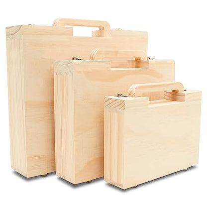 Woodpeckers Nesting Craft Suitcases, 1 Set of 3 Unfinished Wooden Boxes for Crafts, Travel Friendly Memory Boxes for Keepsakes - size: Nesting Set (3 Sizes)
