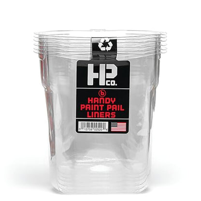 Handy Paint Pail Kit, 32 fl oz Paint Holder with 6 Disposable Liners, Snap-On Lid and 2-Inch Angled Mini Brush for Trim, Cut-Ins, and Small Painting Projects, Red Kit