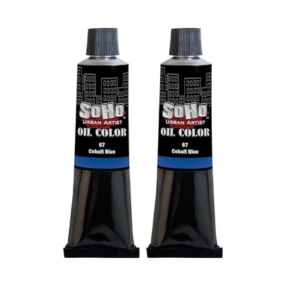 Soho Urban Artist Oil Paint - 2 Pack, Cobalt Blue 2 Pack - 170 ml Tube - Best Valued Oil Colors for Painting with Excellent Pigment Load - color: Cobalt Blue