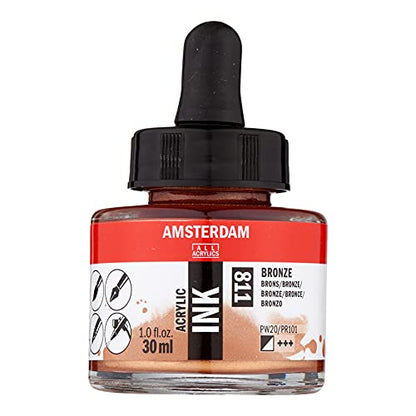 Amsterdam Acrylic Ink Bottle 30 ml Bronze 811 (17208110) - color: Bronze, size: 1 fl oz
