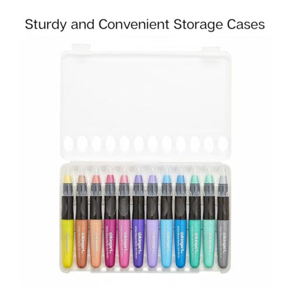 KINGART Mixed Media Gel Stick Crayons, Metallic, Set of 12-Colors | Shimmer Effects: Brush on water for watercolor effects; odorless and non-toxic