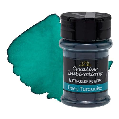 Creative Inspirations Powder Watercolor Paint - 38g Shaker Bottle, Deep Turquoise - Dye-Based Water-Soluble Crystalline Pigments - Non-Toxic, Perfect for Abstract and Spontaneous Effects - color: Deep Turquoise, style: Pack of 1