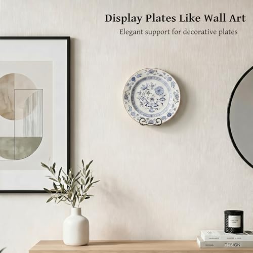 LIONWEI LIONWELI Plate Hangers for the Wall - 2 Pack Metal Wall Mount Display Holders for 6"-9" Decorative Plates, Small Picture Frames, Plaques and Signs - Includes Anchors and Screws - size: Medium with Screws
