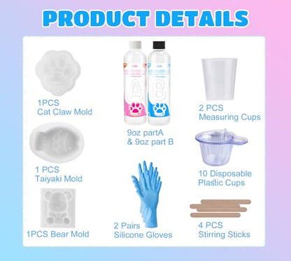 Transparent Liquid Silicone for Taba Squishy Kit - 18oz 1:1 Ratio Mixed Super Soft Silicone Rubber for Squishies Making, Perfect DIY Stress Relief Gift Making Kit for Squishy Maker, Bear, Cat's Paw