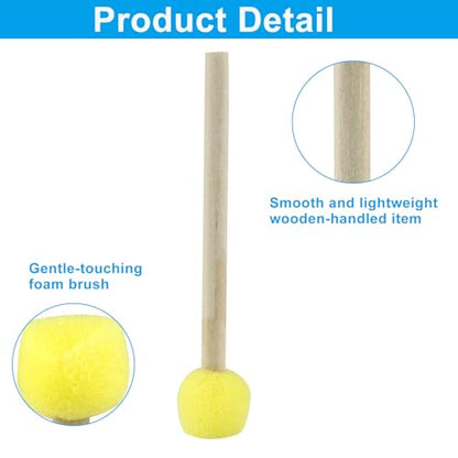 40 Pcs Round Sponge Brush Paint Set,15mm Foam Sponge Wood Handle Paint Brush Set for Painting Crafts, DIY Painting Tools(0.6 Inch) - style: 40 * 0.6Inch