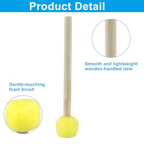 100 Pcs Round Sponge Brush Paint Set 15mm Foam Sponge Wood Handle Paint Brush Set for Painting Crafts, DIY Painting Tools(0.6 Inch) - style: 100 * 0.6Inch