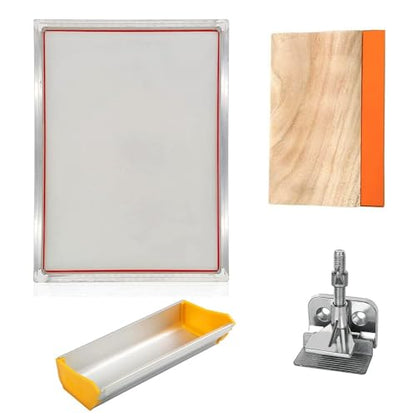 PLiLiEI 1pc A3/A4 Screen Printing Kit - with Squeegee, Emulsion Coater & Clamp for DIY T-Shirt, Paper, and Multi-Surface Printing(A4kitsx120Tx300mesh) - size: A4kitsx120Tx300mesh