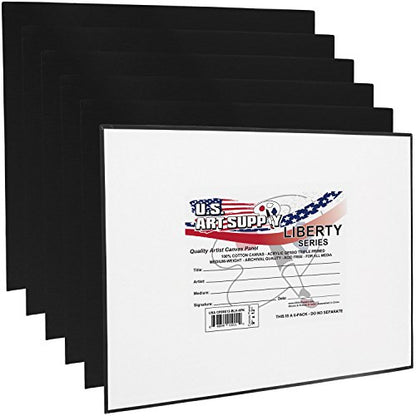 U.S. Art Supply 9 X 12 Inch Black Art Canvas Board Panels 6 Pack - 8 Ounce Heavyweight Cotton Acid Free Canvases for Painting Acrylics and Watercolor (1 Case of 6 Single Canvas Painting Panels) - size: 9" x 12"