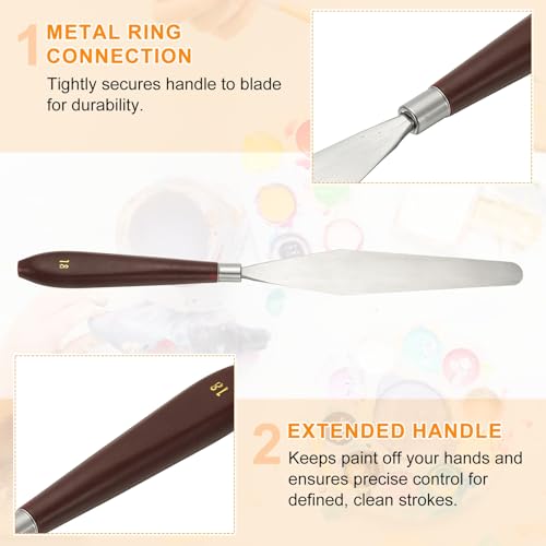 HARFINGTON 2pcs Palette Knife Painting Tool 5.39" x 0.91" Stainless Steel Art Spatula Pallet Knives Scrapers Tools with Plastic Handle for Acrylic Oil Canvas Mixing Spreading, Red/Silver