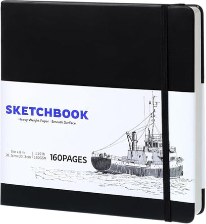 Hardcover Sketch Book, 110lb/180GSM Sketchbook for Drawing Painting, 160 Pages/80 Sheets Square Sketch Pad, 8×8 in Drawing Book Art Supplies for Teens, Adults, Artists - size: 8.3×8 Inch (1 Pack)