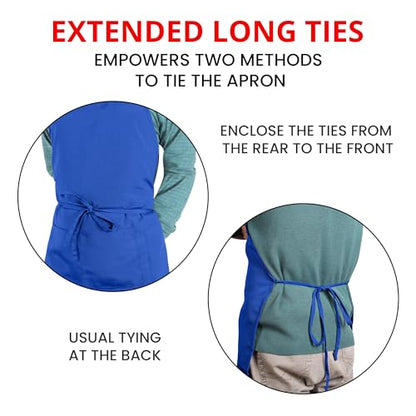 Utopia Kitchen 10 Pack Bib Apron Adjustable with 2 Pockets, Water and Oil Resistant, Cooking Kitchen Chef Apron for Women Men - color: Blue