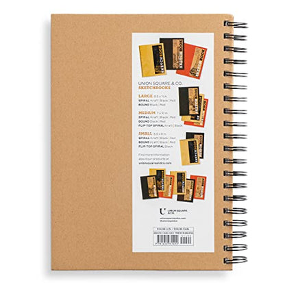 Sketchbook 7 x 10" Kraft Spiral Hardcover Mixed Media Sketchbook for Drawing: Acid-Free Quality Paper (128 pages) (Union Square & Co. Sketchbooks)